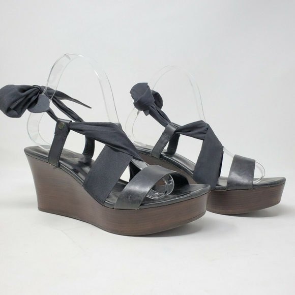 UGG Shoes - Ugg Jules Black Dark Brown Lace-up Platform Wedge